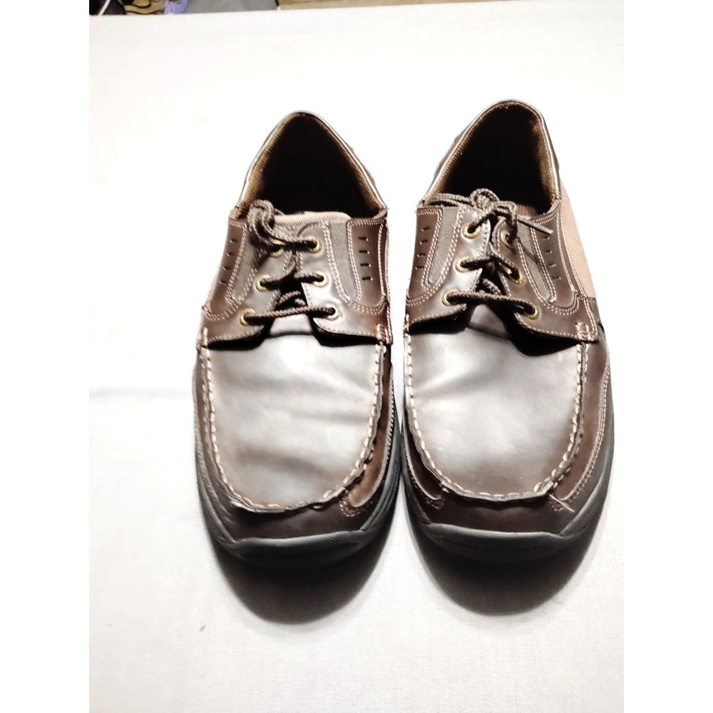 Skechers Relaxed Fit Shoes Mens Size 13 Brown Leather Casual Boat Memory‎ Foam